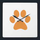 Relógio Quadrado Impressão de Paw<br><div class="desc">Design de impressão de plataforma divertida para amantes de os animais!</div>