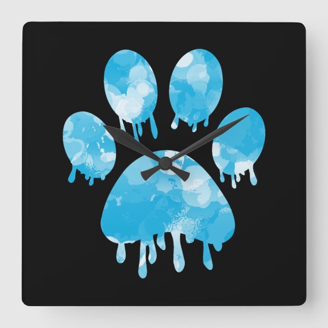 Relógio Quadrado Impressão de Paw (Frente)