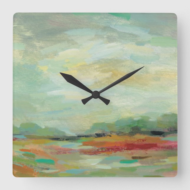 Relógio Quadrado Impressão | Silvia Vassileva do abstrato do campo (Frente)