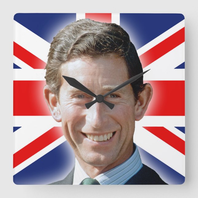 Relógio Quadrado Impressionante! Príncipe Charles de HRH (Frente)