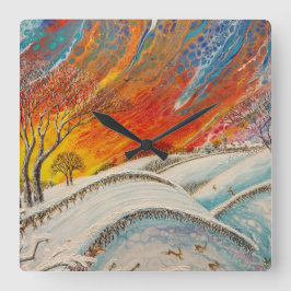 Relógio Quadrado Inglês Winters Day Natal