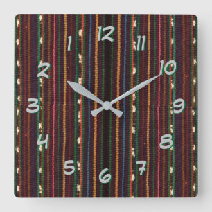 Relógio Quadrado Inka Weaving - Turn Back the Time Backwards Clock