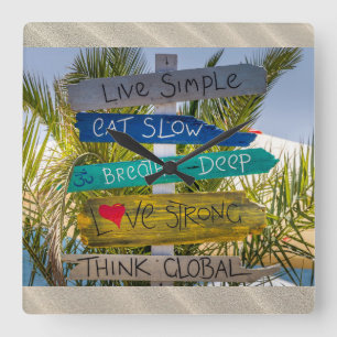 Relógio Quadrado Inspirador inspirado simples vivo do oceano da