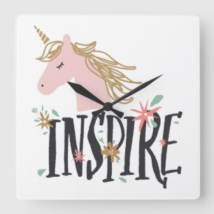 Relógio Quadrado Inspire Dourado Mane Unicorn