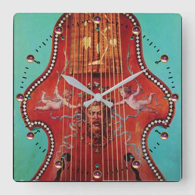 Relógio Quadrado INSTRUMENTOS MUSICAIS ANTIGOS, Música LYRA DA GAMB (Frente)