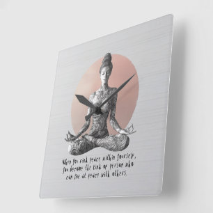 Relógio Quadrado Instrutor de Meditação Yoga Reiki Master Lotus Pos