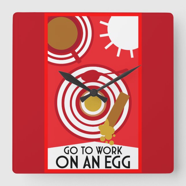 Relógio Quadrado Ir Trabalhar Em Uma Arte De Parede De Ovos (Frente)