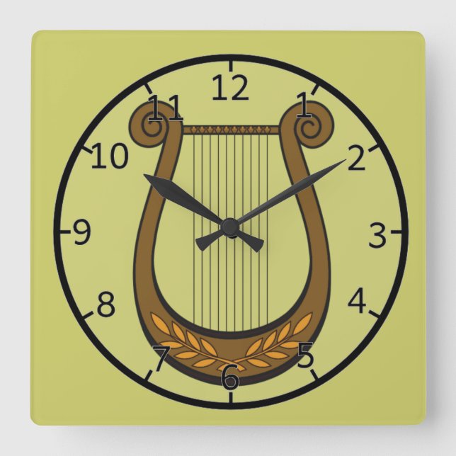 Relógio Quadrado Irish Harp (Frente)