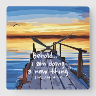 Relógio Quadrado Isaiah 43:19 Bíblia Verse Art