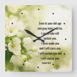 Relógio Quadrado Isaiah 46:4 Eu sou Ele que vai sustentar você