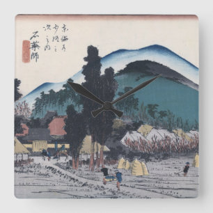 Relógio Quadrado Ishiyakushi pelo japonês Ukiyo-e de Hiroshige