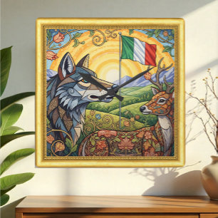Relógio Quadrado Itália, Deer & Wolf, Art Nuovo W. Morris, enquadra