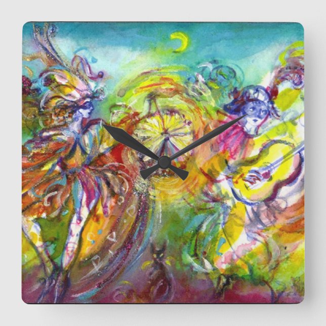 Relógio Quadrado ITALIANO CARNIVAL / Dança,Música,Teatro (Frente)