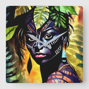 Relógio Quadrado “Itáyara” Samambaia Pintada - Mulheres na Amazônia
