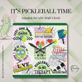 Relógio Quadrado It's Pickleball Time Square Wall Clock