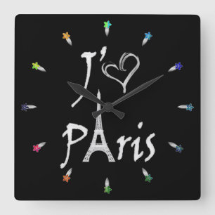 Relógio Quadrado j'aime Paris