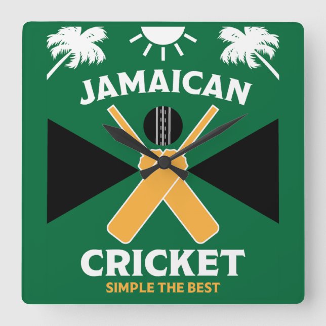 Relógio Quadrado Jamaica Cricket (Frente)