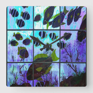 Relógio Quadrado Janela no oceano