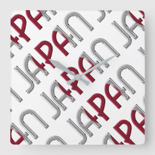 Relógio Quadrado Japan Country Japanese Flag Colors Typography