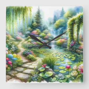 Relógio Quadrado Jardim da Cachoeira Encantada Lagoa de Lírios