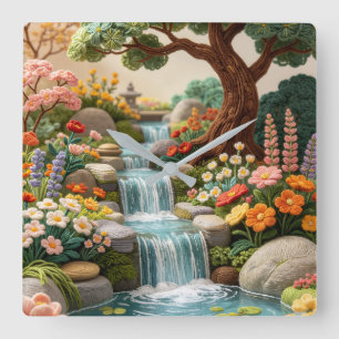 Relógio Quadrado Jardim de Cachoeira Caprichoso – Estilo Bordado