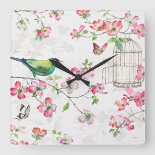 Relógio Quadrado Jardim Dogwood