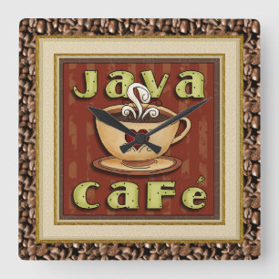 Relógio Quadrado Java Café Coffee Clock