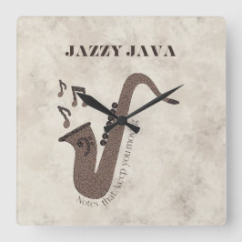 Relógio Quadrado Java Jazzy - Grãos de Café - Saxofone-