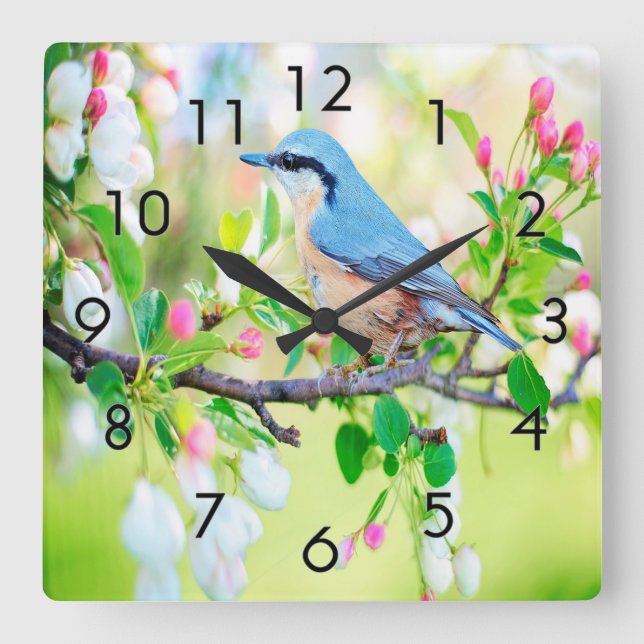 Relógio Quadrado Jay Azul Springtime (Frente)