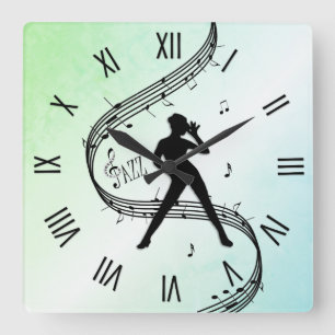 Relógio Quadrado Jazz Dance Roman Numerals Green