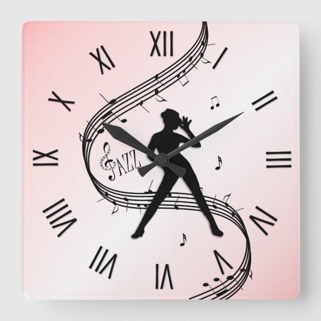 Relógio Quadrado Jazz Dance Roman Numerals Pink (Frente)