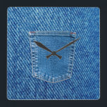 Relógio Quadrado Jeans Denim Pocket Western Wall Clock<br><div class="desc">Esta design foi criada da minha pintura de acrílico fluido, de um tipo. Ele pode ser personalizado clicando no botão personalizar e adicionando um nome, iniciais ou suas palavras favoritas. Entre em contato comigo em colorflowcreations@gmail.com se você quiser usar este design em outro produto. Compre minha pintura de acrílico abstrato...</div>