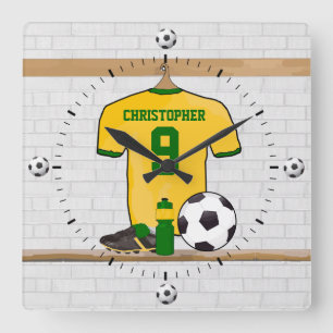 Relógio Quadrado Jérsey amarelo personalizado