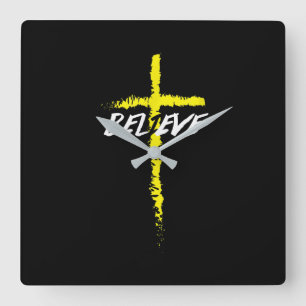 Relógio Quadrado Jesus ama  Acreditar na religião Cristo entre Jes