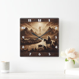 Relógio Quadrado Jesus aparece acima das montanhas no nascer do sol