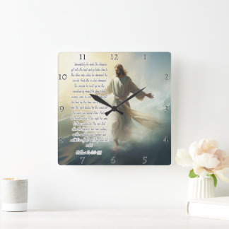 Relógio Quadrado Jesus: Caminhando na Água, Fé