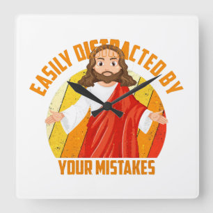 Relógio Quadrado Jesus engraçado