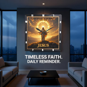 Relógio Quadrado Jesus Luz Mundo Montanha Halo Senhor