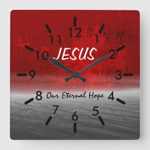 Relógio Quadrado Jesus, nossa esperança eterno