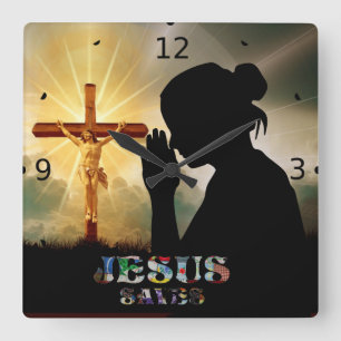 RELÓGIO QUADRADO JESUS SALVAR
