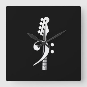 Relógio Quadrado Jogador de Violão Bass - Músico de Violão Bass
