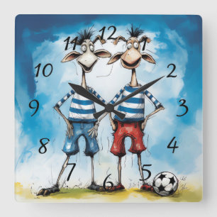 Relógio Quadrado Jogadores de futebol animado Poster