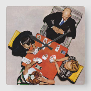 Relógio Quadrado Jogo da ponte por Norman Rockwell