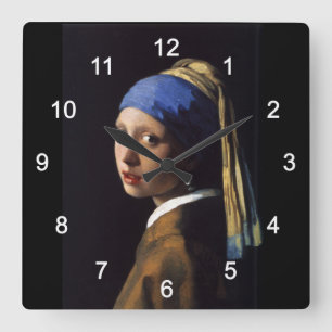 Relógio Quadrado Johannes Vermeer , "Girl with a Pearl Earring"