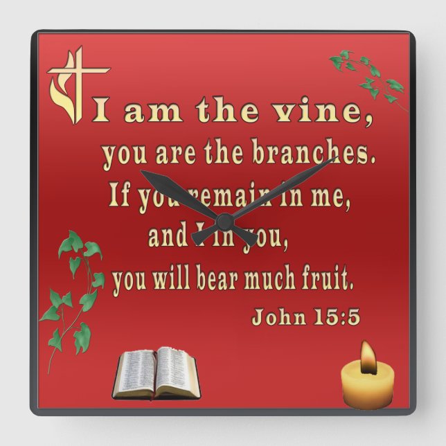 Relógio Quadrado John 15:5  (Frente)