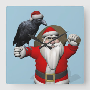Relógio Quadrado Jolly Santa Claus ama Black Ravens