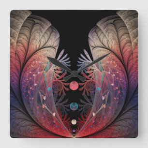 Relógio Quadrado Jonglage Abstrato Modern Fantasy Fractal Art