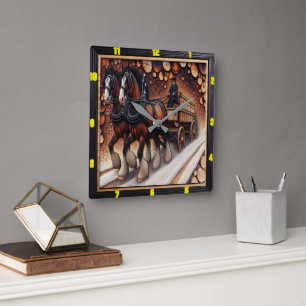 Relógio Quadrado Jornada de inverno Charred Wood Clydesdale Masteri