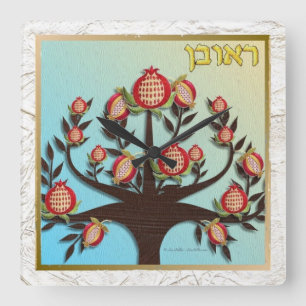 Relógio Quadrado Judaica 12 Tribos de Israel Rubim