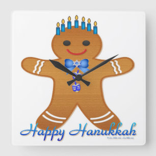 Relógio Quadrado Judaica Hanukkah Gingerpão Man Menorah